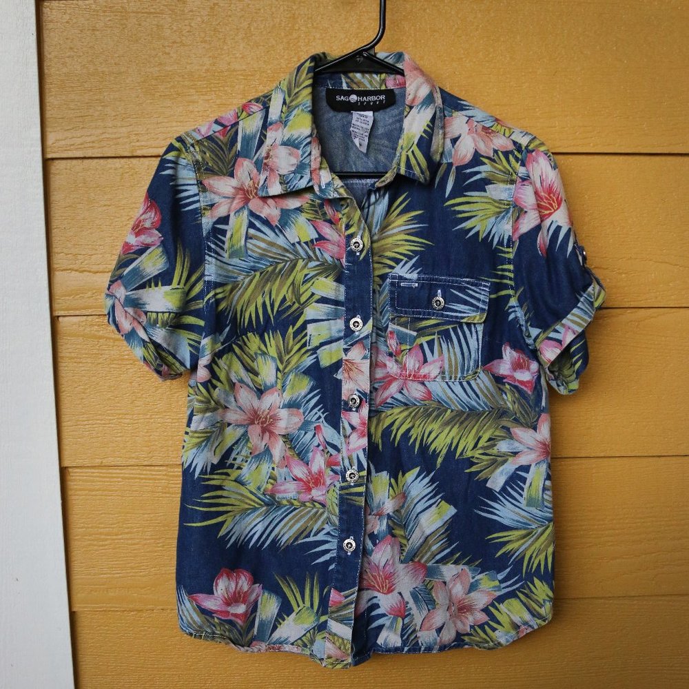SAG Harbor Tropical party button up shirt